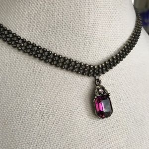 1928 Choker with Beautiful Purple Drop Crystal